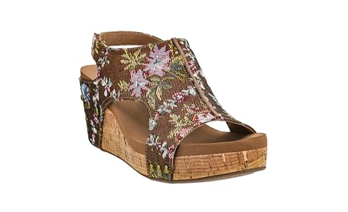 Image of Corkys Footwear Womens Carley Wedges, Featuring Corkys EVA Foam Cushioned Insoles, A 2.5 Inch Heel, Lightweight For All Day Wear, And Hook And Loop Closure
