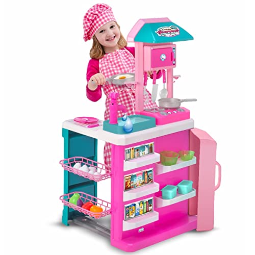 Cozinha Gourmet Infantil Completa Rosa Sai Água Magic Toys 8016