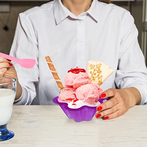 Xuwaidsgn 100 Pack Plastic Ice Cream Bowls Set 100 Pack Rose Red Flower Appetizer Cup Set With Pink Spoons Disposable Plastic Dessert Bowls For Yogurt Cake Fruits Containers #TOP6