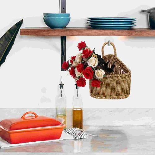 Cestas de frutas para colgar hechas a mano con mimbre natural para verduras y pan 8
