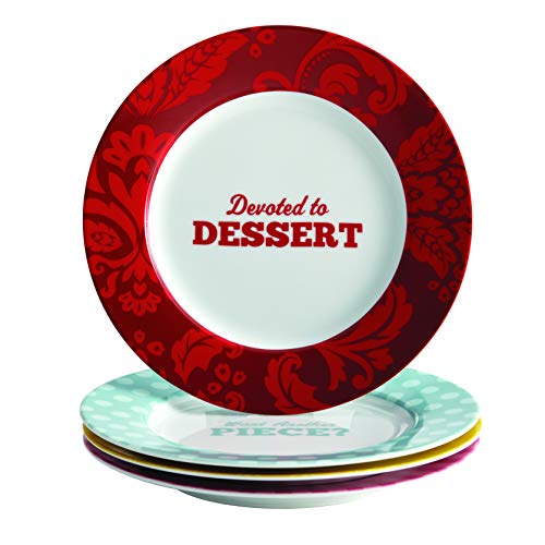 Cake Boss Serveware 4-Piece Porcelain Dessert Plate Set, 