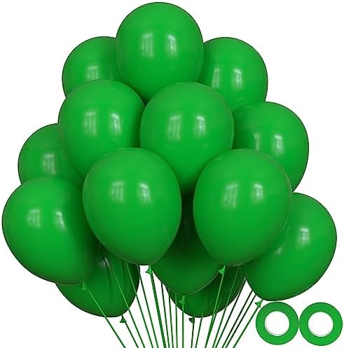 100pcs Green Balloons, 12 inch Green Latex Party Balloons Helium Quality for Party Decoration Like Birthday Party, Baby Shower,Wedding, Halloween or Christmas Party (with Green Ribbon)…