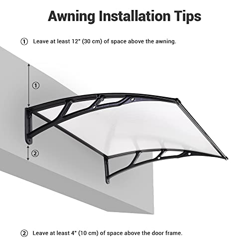 Yescom 39"X 39" Door Window Outdoor Awning Patio Cover Uv Rain Snow Protection One-Piece Polycarbonate Hollow Sheet #TOP5