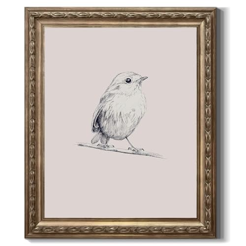 Sketch Art Canvas Wall Decor Prints Neutral Antique Bird