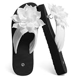 EcooInviv Women's 3D Floral & Bow Accent Thong Flip Flops, Lightweight Thick Sole Comfortable Summer Sandals in 8 Colors