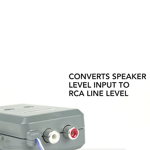 Scosche Loc90 Line Output Converter Adjustable Amplifier Add On Module For Car Stereo, 2-Channel Signal Sensing Speaker Wire To Rca Adapter With Remote Control Knob, Grey #TOP2