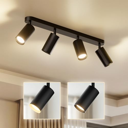 Scandinavian home Deckenstrahler 4-flammig - GU10 Deckenlampe Küche 360 Schwenkbar Blendfrei Flach - Flurlampe Decke Küchenlampe Spots Deckenleuchte Küche Lampen - Matt Schwarz Ohne Leuchtmittel