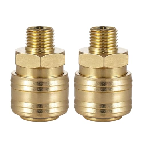 Image of Flintronic 2pcs Air Line Connectors, 1/4" BSP Euro Airline Hose Compressor Fittings, Compressed Air Coupling, Plug Kit Couplings Connector Male, BSP Air Coupler