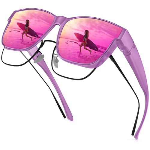 Image of URUMQI Polarized Sunglasses Fit Over Glasses for Men Women, Oversized Square Sun Glasses UV400 Protection