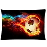 Funny Flaming Soccer Pillowcase - Pillowcase with Zipper, Pillow Protector, Best Kids Pillow Cover f