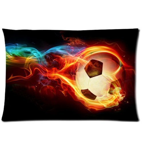 Funny Flaming Soccer Pillowcase - Pillowcase With Zipper, Pillow Protector, Best Kids Pillow Cover For Soccer Lovers - Size 20X30 Inches #TOP5