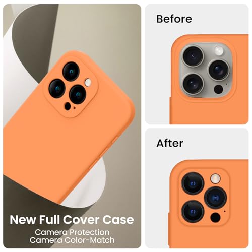 Image of FireNova Designed for iPhone 16 Pro Case, Silicone Upgraded [Camera Protection] Phone Case, Soft Anti-Scratch Microfiber Lining Inside, 2024, Kumquat