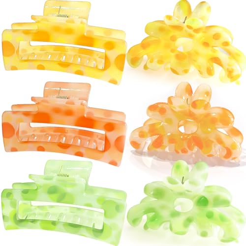 Hair Clips for Women,6PCS Big Flower Claw Clips for Thick