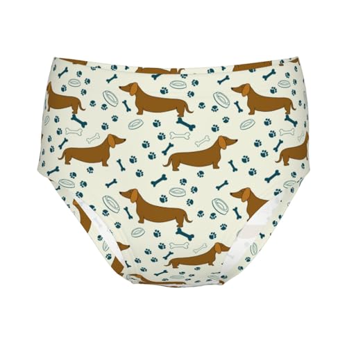 Dachshunds And Paw Prints Girls' Underwear Soft Cotton Little Girls Panties Comfort Briefs - Main Image