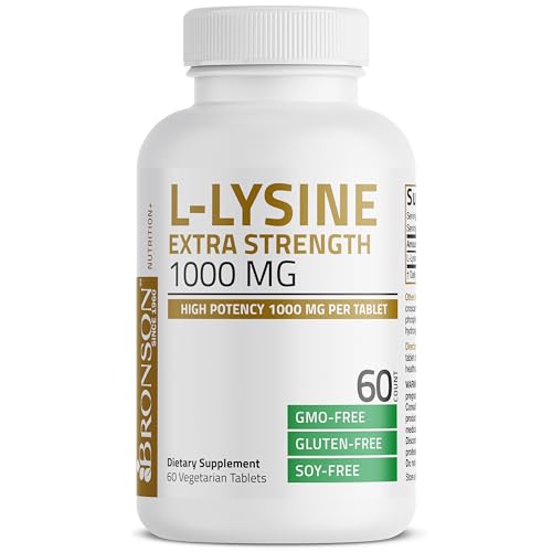 Image of Bronson L-Lysine Extra Strength, High Potency 1000mg per Tablet Dietary Supplement 60 Vegetarian Tablets