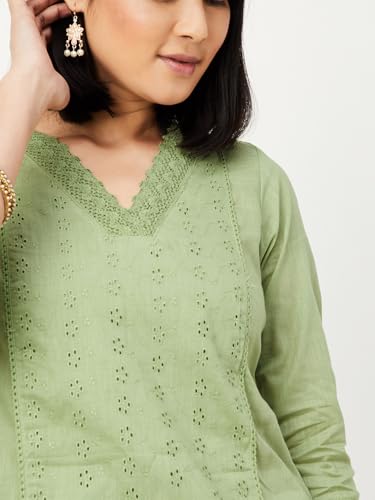 Image of Max Women's Cotton Blend Regular Fit Casual Kurta
