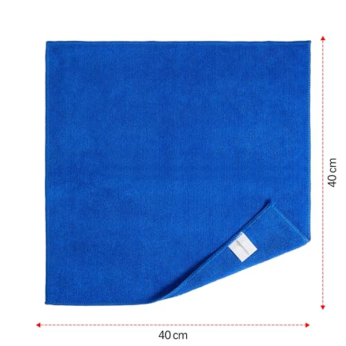 Image of Amazon Basics Pack of 4 Microfiber Cleaning Cloth | 350 GSM | Ultra Soft | Super Absorbent | Reusable | Multicolor| 40cm X 40cm