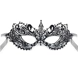 MYMENU Women Masquerade Mask Luxury Lace Venetian Halloween Carnival Masks for Party Costume Cosplay Mardi Gras (Black)