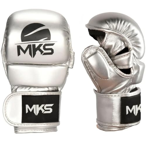 Luva Mma Profissional Competition Shooter Silver - MKS Combat (G/GG)
