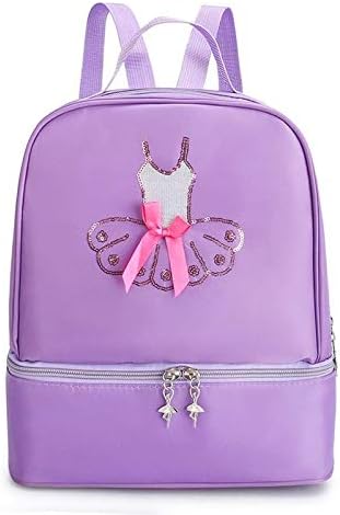 Yitengteng Ballet Dance Backpack for Little Girls Ballerina Purple Bag for Dance Toddler Dance Bag Gymnastics Latin Dance Yoga Tap Dance Jazz Storage Bag