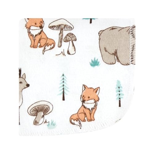 Image of Hudson Baby Unisex Baby Flannel Washcloths, Neutral Woodland Pals 12Pk, One Size