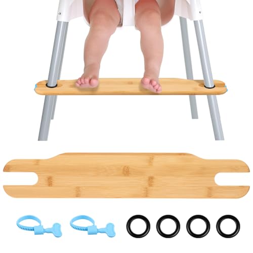 Bamboo High Chair Footrest Adjustable Height Baby Foot Rest for Highchairs 19.69 Foot Pedal with Anti-Slip Rubber Rings Tool-Free Assembly Highchair Footstool for Improved Sitting Posture