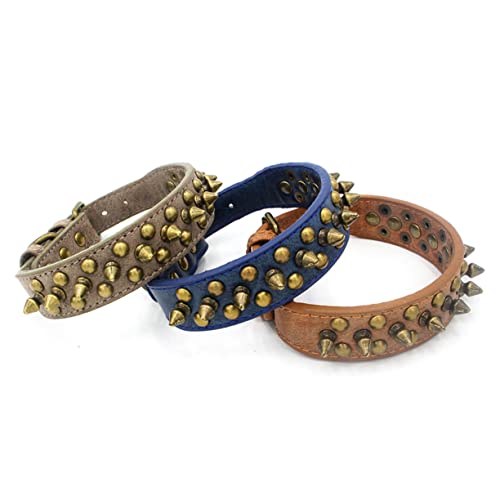Collier pour chien rivet en cuir marron résistant pour l'extérieur