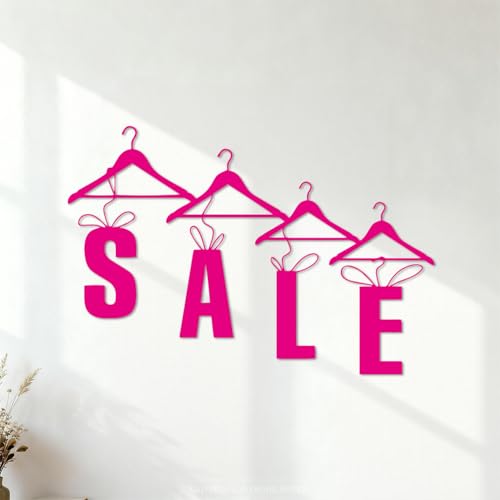 Pegatinas de tallado fino Chica Compras Descuento Tienda de Ropa Tienda Venta Compras 48x70.9cm Pegatinas para vidrio Rosa roja