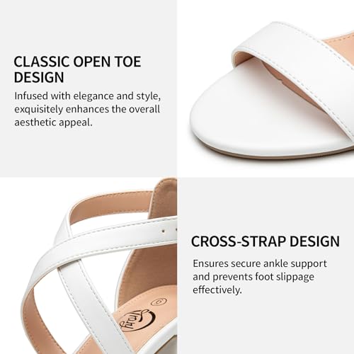Image of Trary Women's Block Chunky Heel Sandals for Women Open Toe Adjustable Cross Ankle Strap Dress Shoes Walking Wedding Evening Bridal Heels