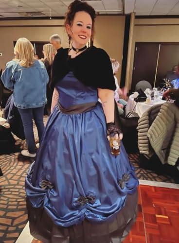 Asulla Womens Gothic Victorian Wedding Dress Princess Puffy Sleeve Rococo Lolita Masquerade Ball Gown with Bow 6