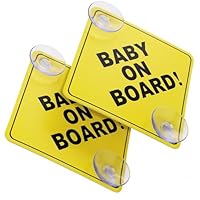 DOPENSPI 2 Stück Baby an Bord Auto Warnschilder,12,5 x 12,5 cm Gelb Auto-Aufkleber Sicherheits Autoschild mit Doppelten Saugnäpfen Wiederverwendbarer süß Baby on Board Aufkleber Auto