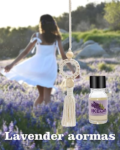 Image of Car Air Freshener Tassel Diffuser | Cute Felt Automotive Charm Deodorizer | Nature Scent Auto Essential Oil Hanging | Car Interior Decor | Home Pendant for Women (Lavender, 1pcs)