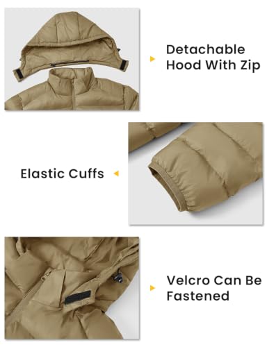 Image of TBMPOY Men's Lightweight Puffer Jackets Detachable Hood Water-Resistant Casual Winter Coat Hooded Insulated for Travel Ski