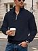 TRFIC Mens Quarter Zip Sweaters Men Quilted Sweatshirt Pullover Knit Long Sleeve Mock Neck Sweatshirt Navy