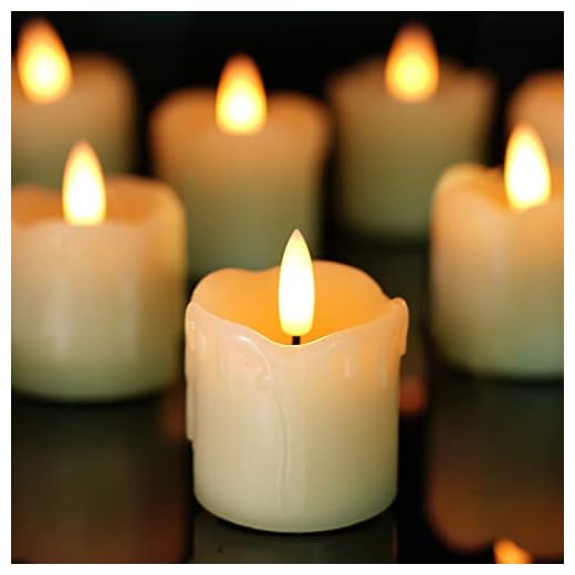 Homemory Flameless Votive Candles with Timer, 2" x 2" Real Wax, 400+Hour Realistic Black Wick Battery Operated Candles, Set of 6 for Wedding, Party and Holiday Decoration (Battery Included)