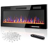 Vitesse 50 Inch Ultra Thin Electric Fireplace-Narrow Bezel Linear Fireplace Heater Recessed Wall Mounted, Remote and Screen Control, 8H Sleep Timer, Low Noise, 750/1500W for Living Room, Bedroom