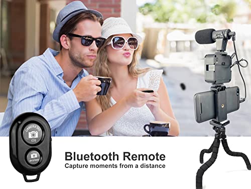 Acuvar Flexible Tripod Vlogging Kit For Iphone, Android & Gopro W/Led Light, Phone Holder, Microphone, Bluetooth Remote, Hard Case For Live Stream, Video Calls, Vlogging, Youtube, Instagram Tiktok #TOP4