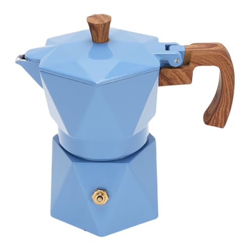 Vvikizy Cafetería Italiana, 2 Taza de Cafetera de Cafetera de Estufa de Aluminio Dual Válvula Cervecera Cafetera para Acampar una Cafetería para Cafetería Cubana en Casa (Azul)