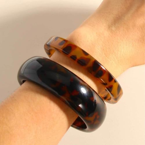 Chunky Tortoiseshell Leopard Print Bracelet Geometric Wide-face Statement Bangle Bracelet for Women Tortoiseshell Colored Holiday Party Jewelry2