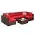 Best Choice Products 7-Piece Modular Outdoor Sectional Wicker Patio Conversation Set w/ 2 Pillows, Coffee Table, Cover Included - Brown/Red