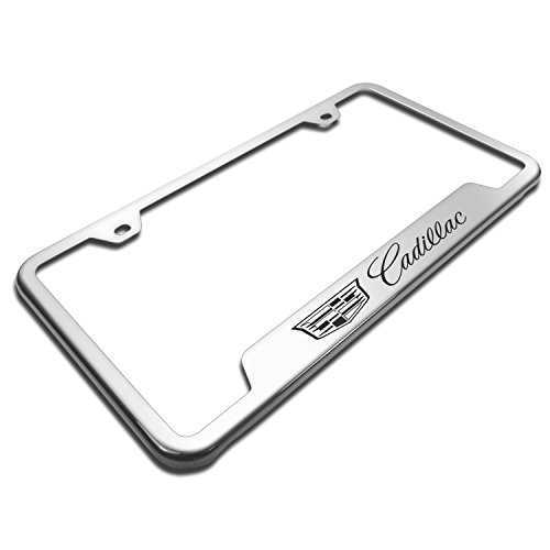 Au-Tomotive Gold, Plate Frame For Cadillac New Logo Stainless Steel Chrome #TOP2
