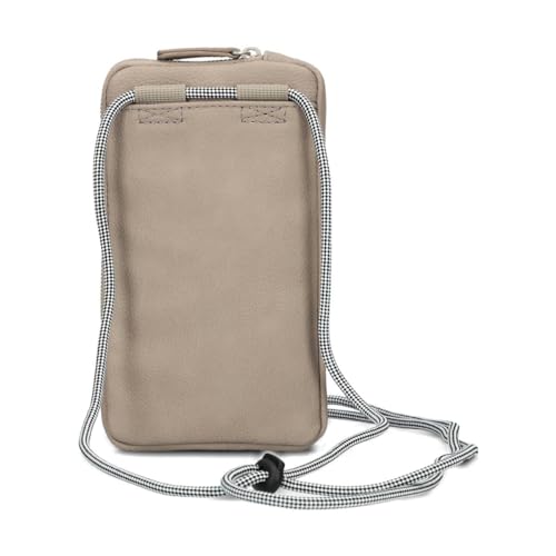 Zwei Handytasche zum Umhängen Mademoiselle.M MP30 Smartphone-Etui & Geldbörse 2-in-1, umlaufender Reißverschluss, längenverstellbarer Riemen, Mini-Handtasche 19 x 10 x 3 cm (Nubuk-Blue)