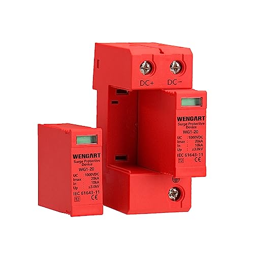 Wengart Surge Protective Arrester Device,DC1000V 2Pole 10~20kA 36mm DIN Rail Mount,Low Voltage Arrester Device for Lightning Protection Power Distribution and Control Appliances