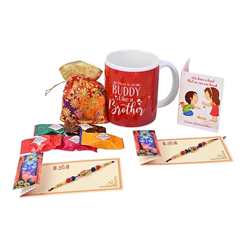 BEE CREATIVE Rakhi Gift Combo for Brother – 2 Designer Rakhis, Ce...