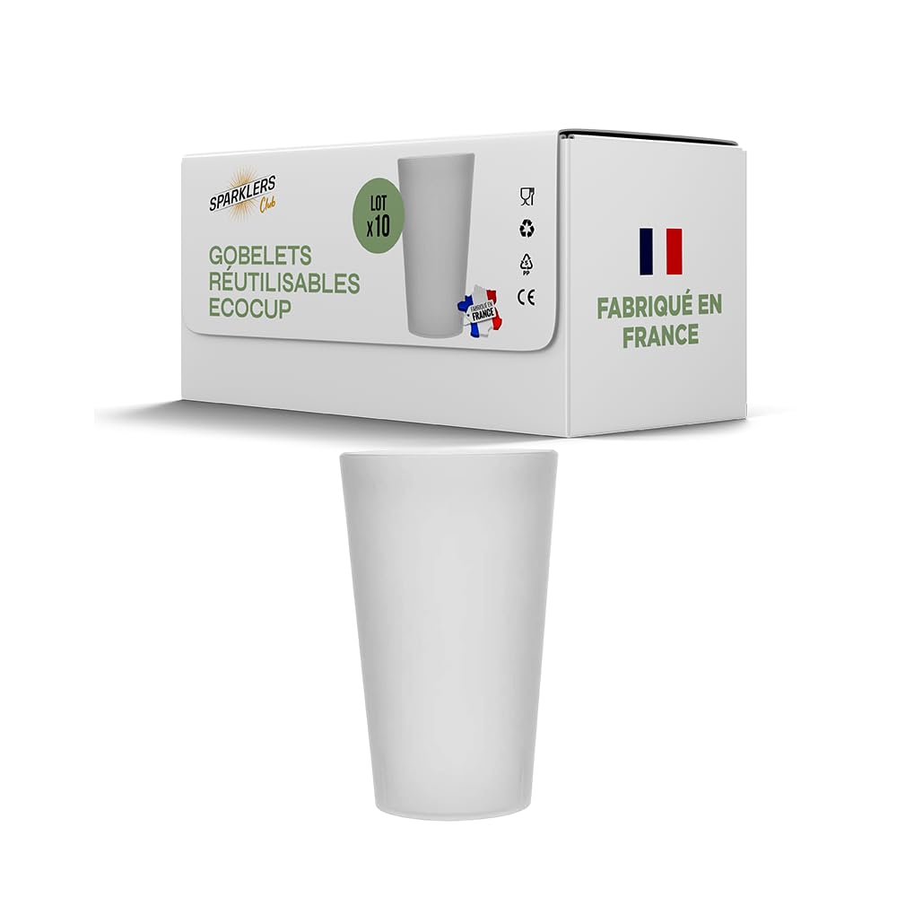 SPARKLERS CLUB Set 25 Bicchieri Riutilizzabili ECOCUP 50 Cl – Ecologici E Senza BPA, Traslucidi