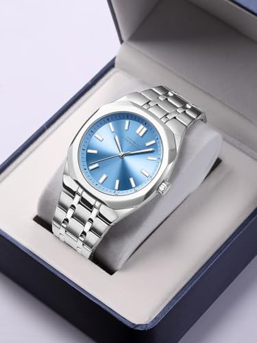 Image of French Connection Lumiere | Analog Display | Blue Dial | Silver Stainless Steel Strap | Watch for Men - FCU16USM