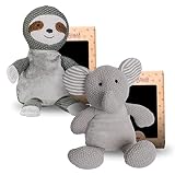 WILD BABY Sloth and Elephant Microwaveable Stuffed Animal Bundle - Heatable Plush Pal with Aromather