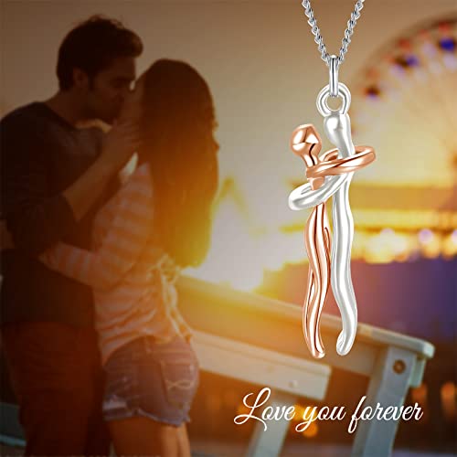 Hug Necklace for Couples Custom Name Hug Necklace Unisex Couple Hugging Love Pendant Jewelry Necklaces Gifts for Women Men Lovers Valentine's Day Anniversary4