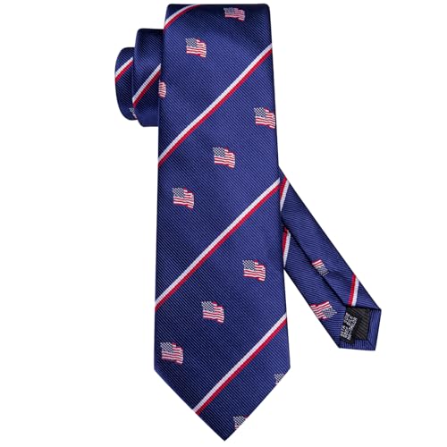 Image of Dubulle Mens Tie Set Solid Paisley Silk Striped Necktie for Men with Cufflinks Tie and Pocket Square