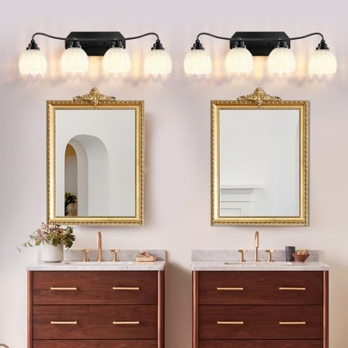 Image of Vintage 4 Light Vanity Lights,Black Matte Antique Finish